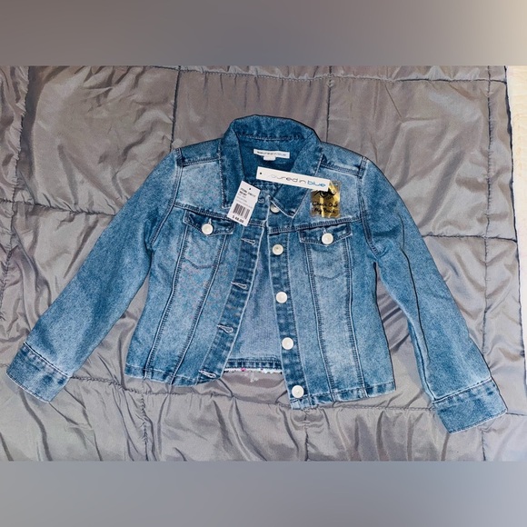 poured in blue Other - SALE💥Poured in Blue Reversible Sequin Denim Jacket – Girls M (8) – NWT